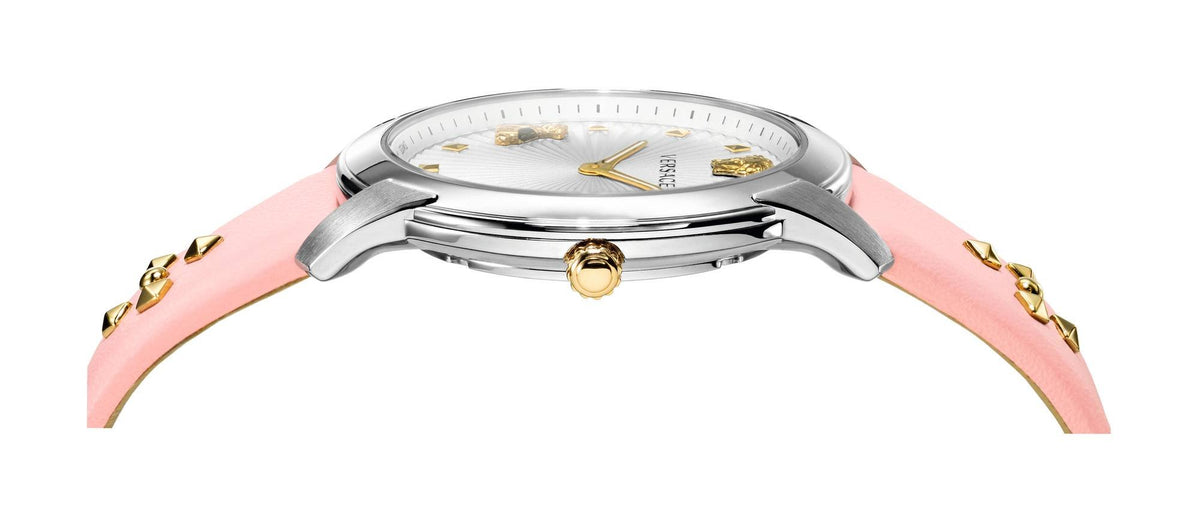 Versace Audrey V. Damenarmbanduhr Pink Leder Silber Stahl 38mm VELR00119