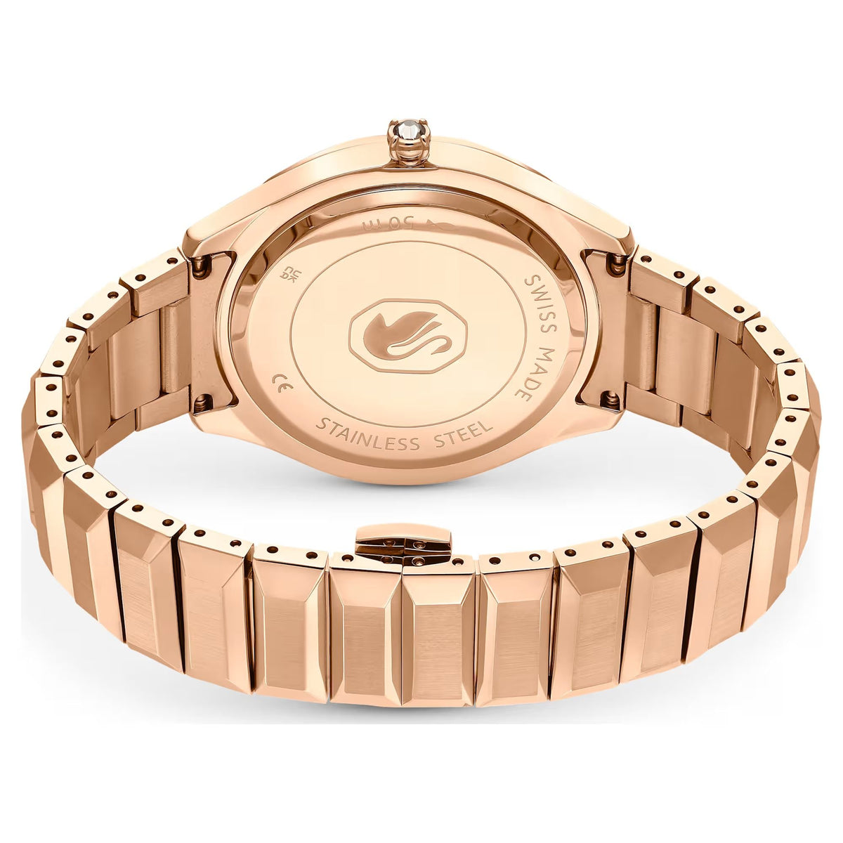 Swarovski Uhr Unisex Dextera 3‑Hand 37 mm Metallarmband Schwarz Roségold‑Plattiert 5641294