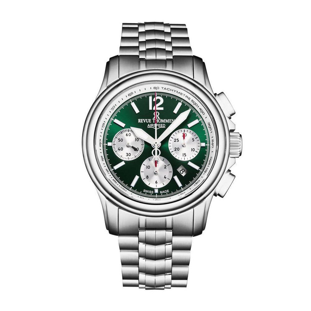 Revue Thommen Herren Automatikuhr Airspeed 16041.6434 Silberfarben, Grün