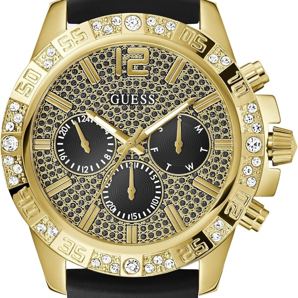 Guess Armbanduhr Herren Majestic Multifunktion Gold Schwarz GW0909G2