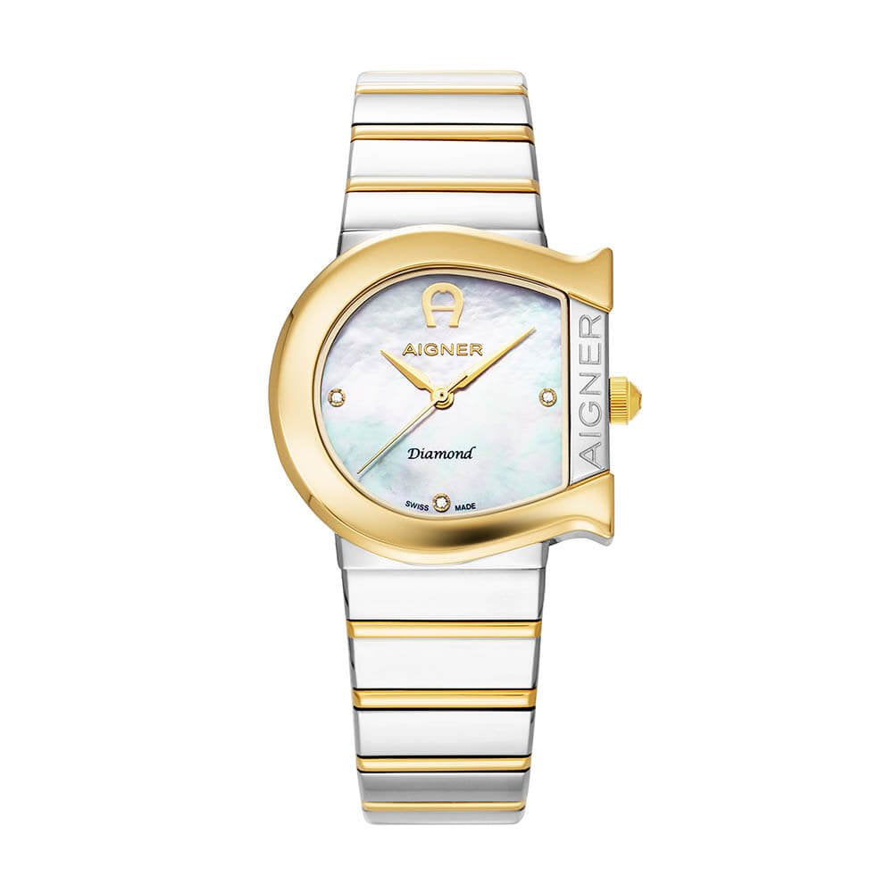 Aigner Armbanduhr Damenuhr Matera Diamond Bicolor Weiß AGW.232005