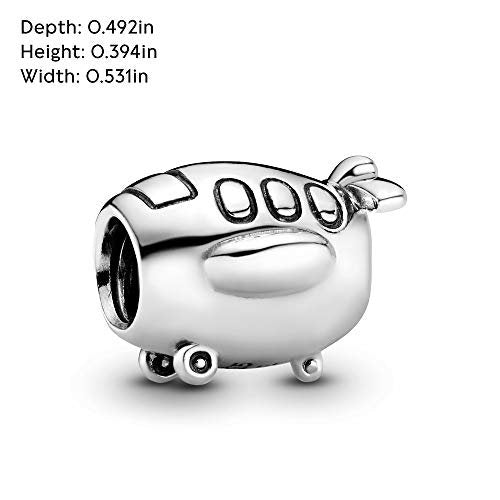 PANDORA Flugzeug Reise Charm in Silber und Sterling-Silber oxidiert Moments Collection