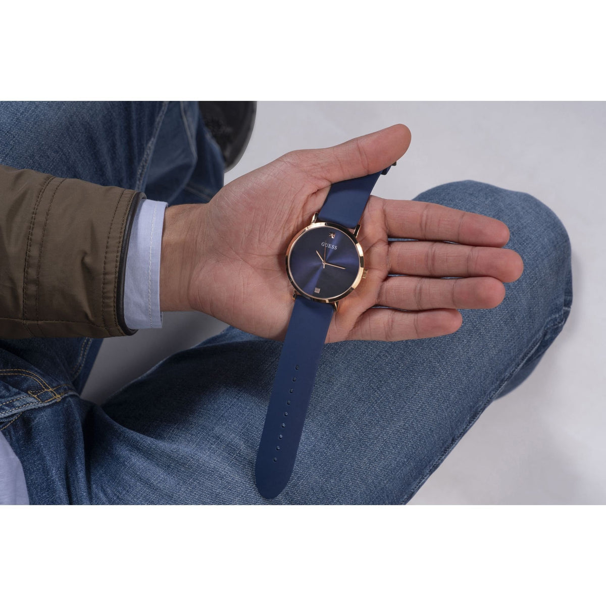 Guess Armbanduhr Guess Silikon Armband Blau 44mm W1264G3