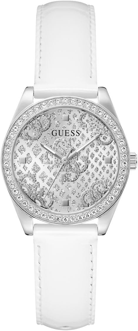 Guess Armbanduhr Damen Guess Ladies White Silver Tone Analog Watch GW0989L1 Silber Weiß GW0989L1