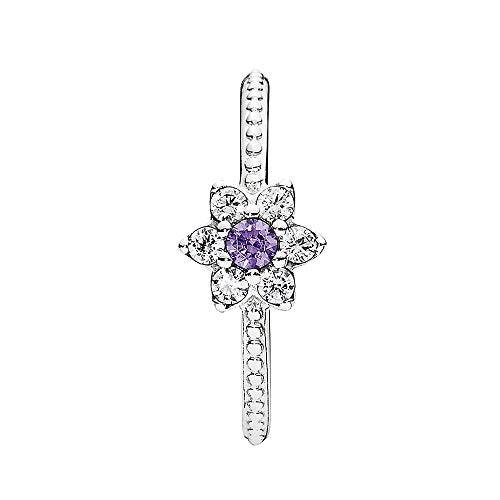 PANDORA Damen-Vergissmeinicht 925 Silber lila Zirkonia Gr. 54 (17.2)-190990ACZ-54