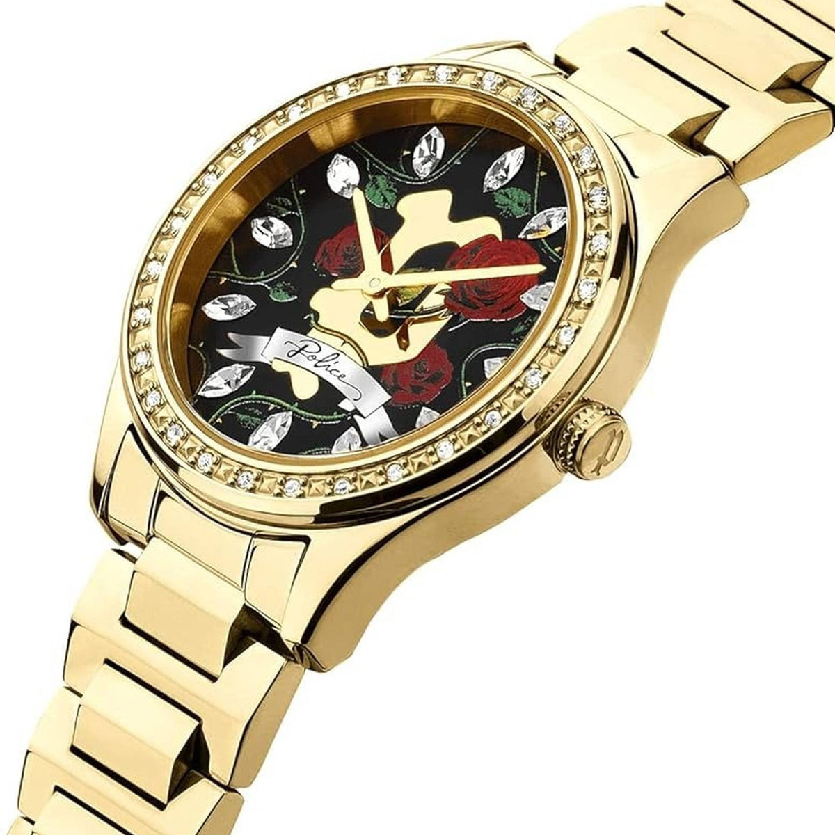 Police Armbanduhr Damen PAHIA Schwarz Gold PL PEWLG2109903