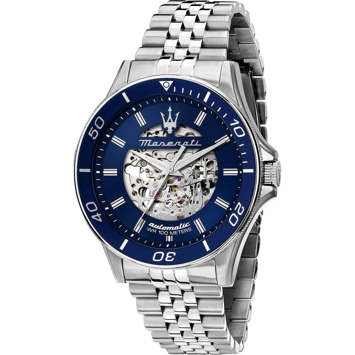 Maserati Automatikuhr Sfida Herren Uhr Silber Blau R8823140011