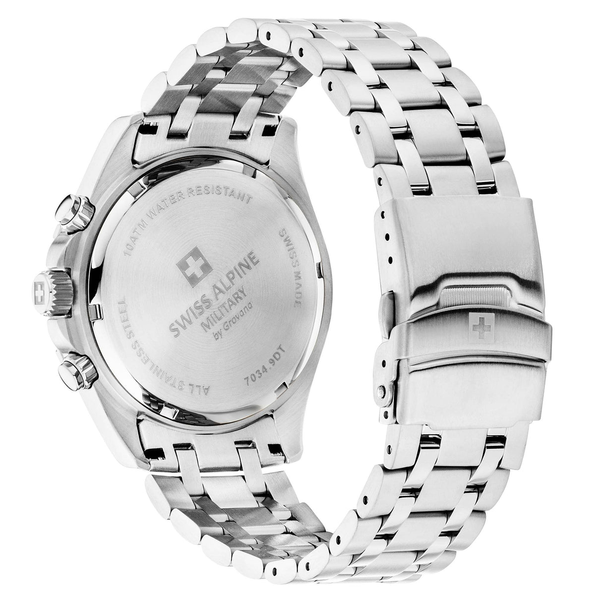 Swiss Alpine Military Herrenuhr Sierra Chrono, sportlich, silber/grün, Artikelnummer 7034.9138