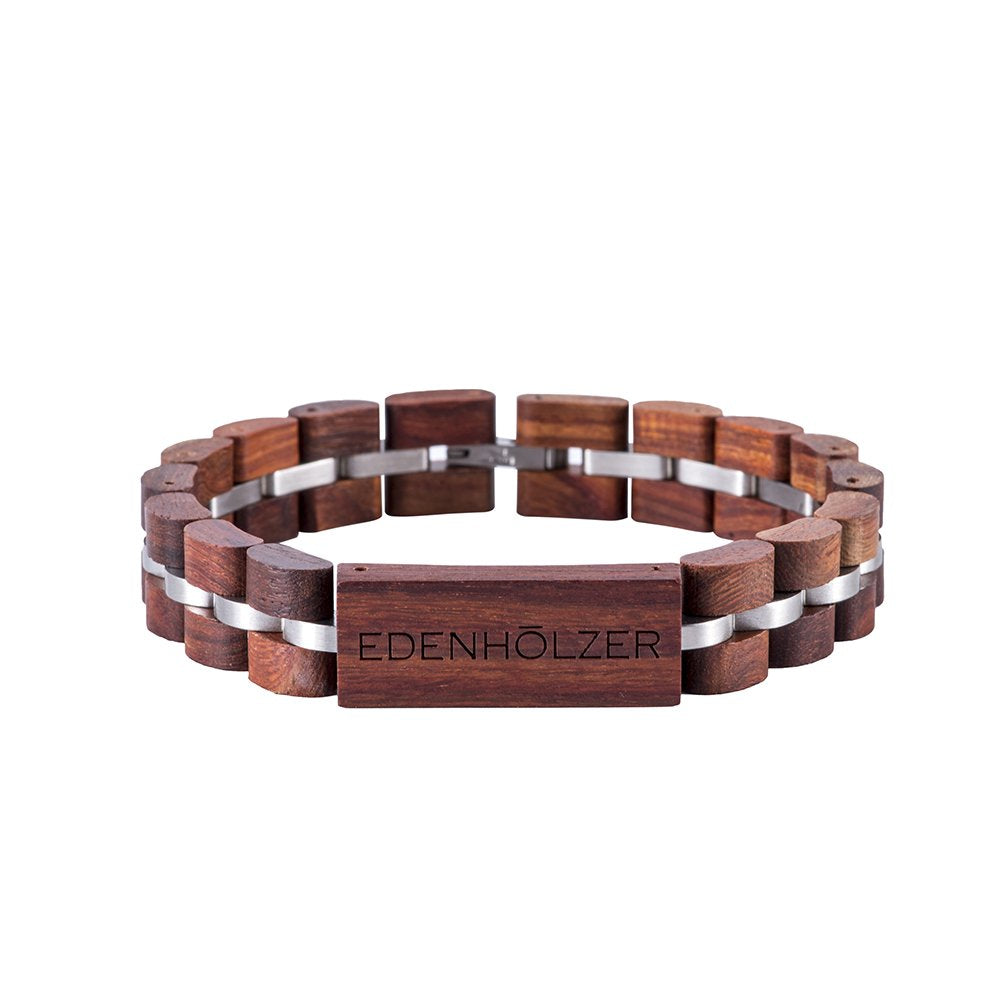 Edenhölzer Herren Damen Armband Holzarmband Sandelholz Logo braun