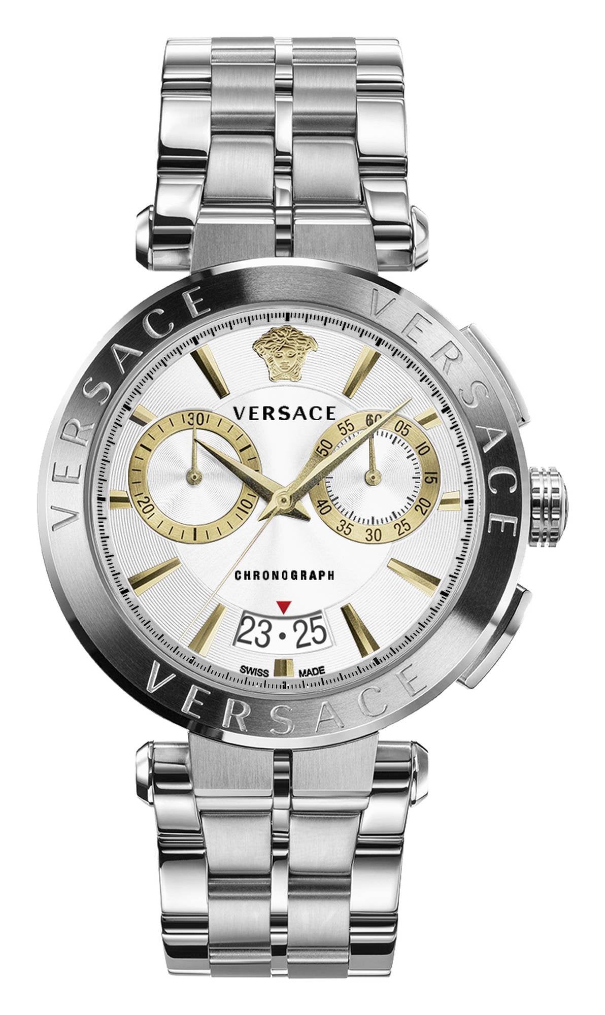 Versace Herren Chronograph Uhr Aion Weiß Silber VE1D02323