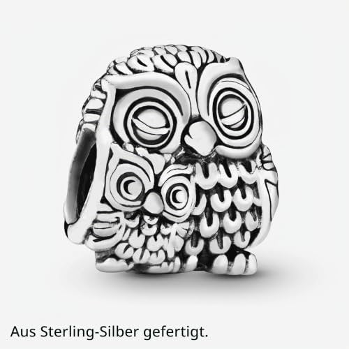 PANDORA Moments Mutter Eule und Baby Eule Charm Sterling-Silber 10,8 x 12 x 11,8 mm (T/H/B)