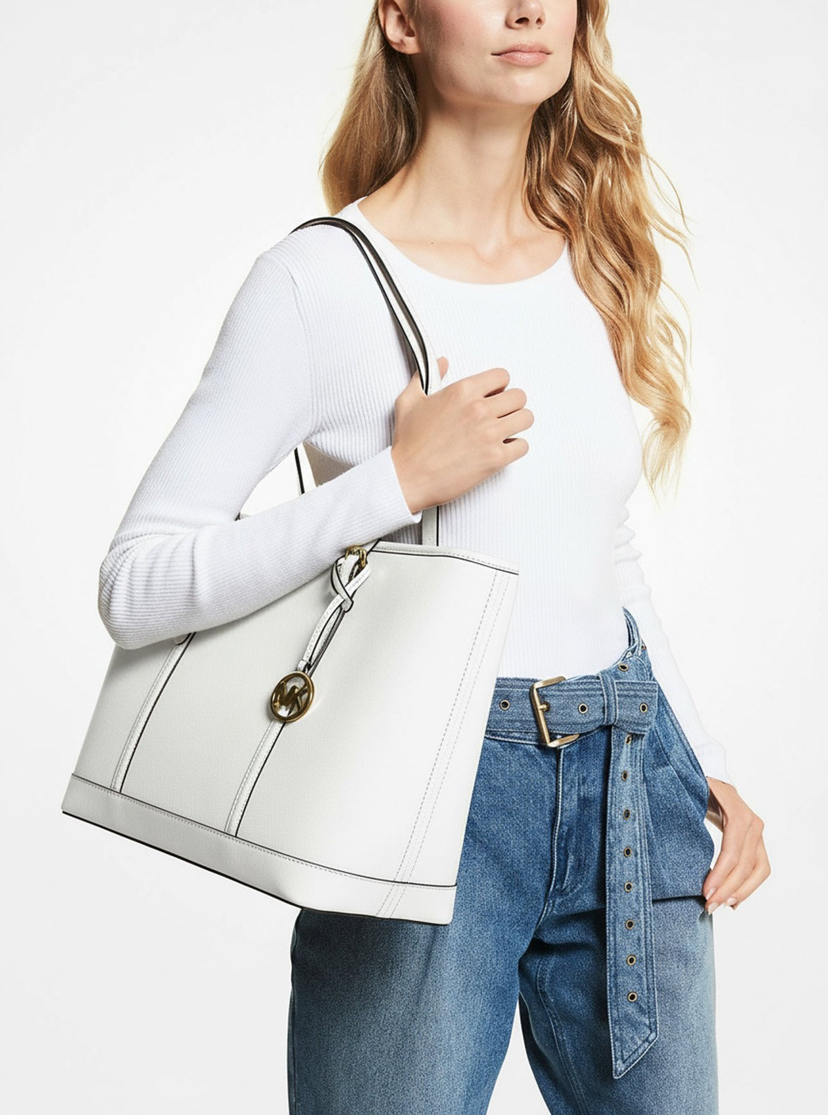 Michael Kors Handtasche Tote bags Damen Jet Set Travel Large Optic White 35F0GTVT9L