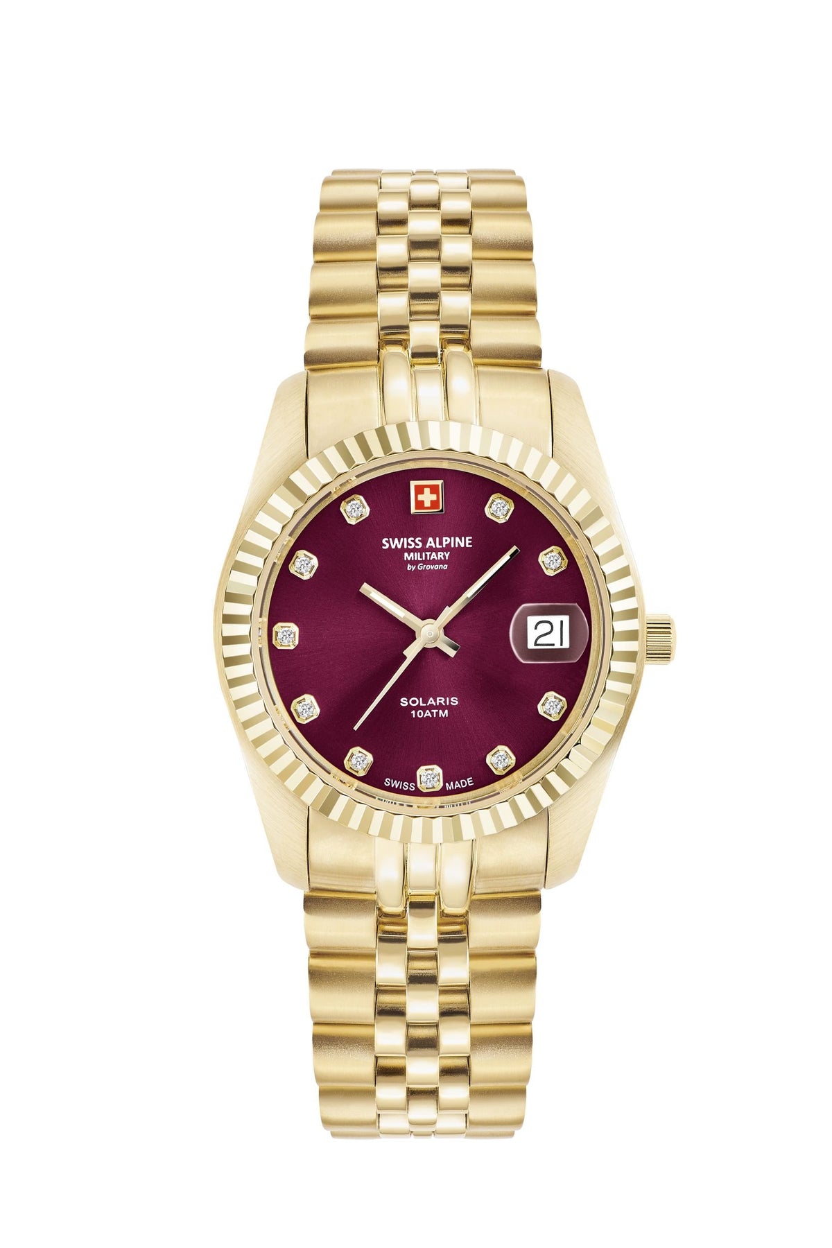 Swiss Alpine Military by Grovana Armbanduhr Damen Solaris Gold Bordeaux 7716.1216