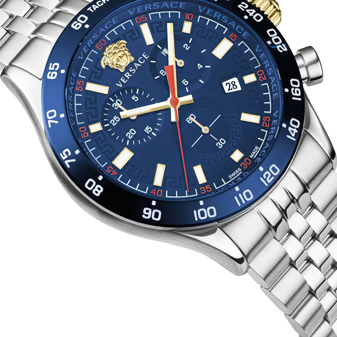 Versace Herren Chronograph Hellenyium VE2U01024 Blau Silber