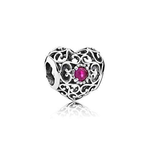 PANDORA Damen-Charm Juli Herz 925 Silber Rubin rot - 791784SRU