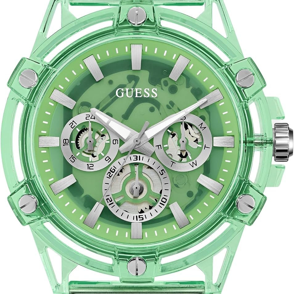 Guess Armbanduhr Herren King Multifunktion Transparent Grün GW0806G6