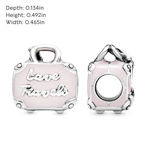 PANDORA Schmuck Rosa Reisetasche Sterling Silber Charm, Metall Metall Emaille