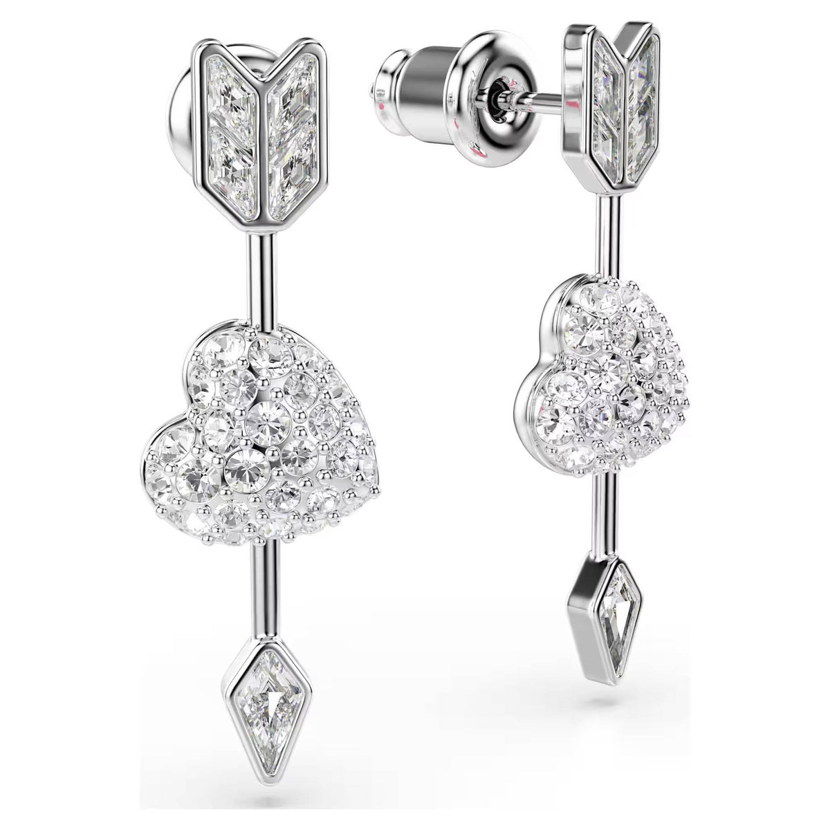 Swarovski Ohrhänger Damen Idyllia Herz mit Pfeil Weiß Rhodiniert 5749602