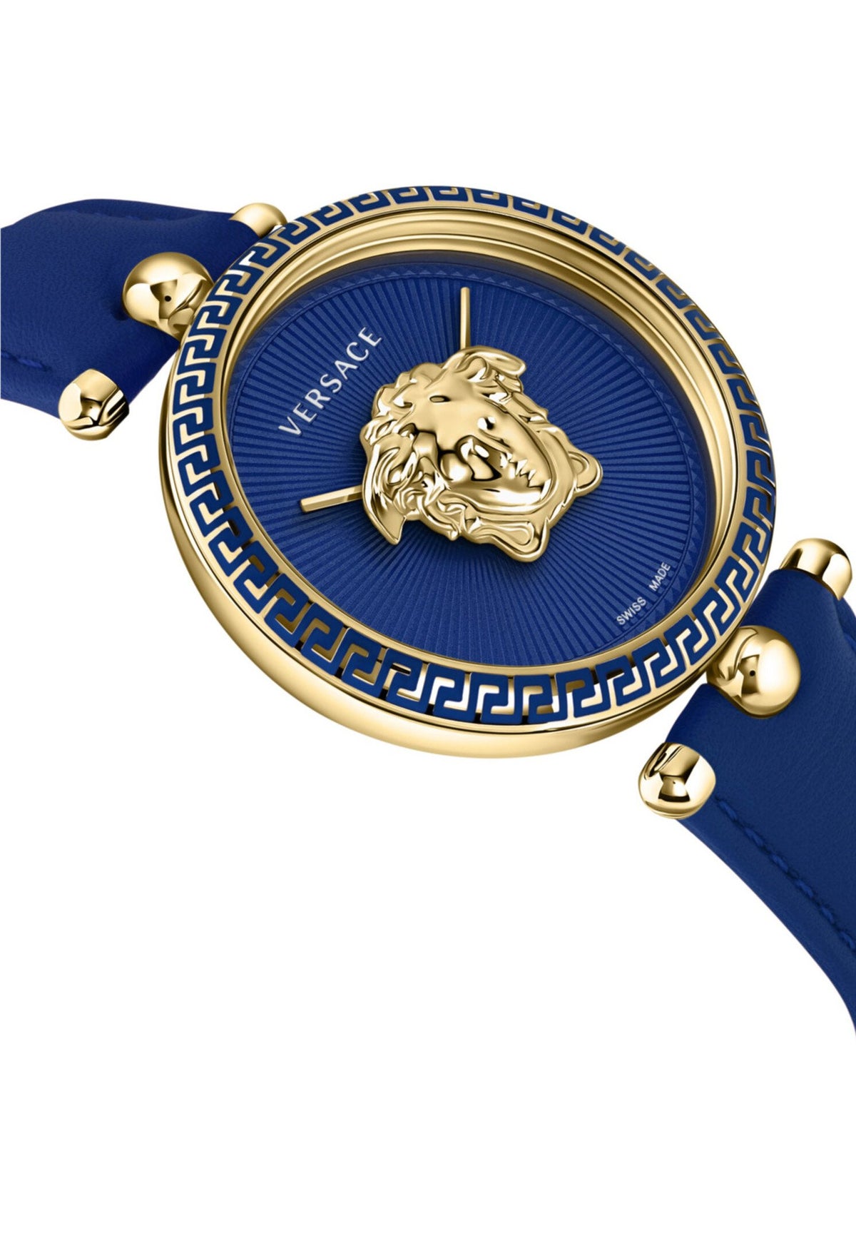 Versace Damen Armbanduhr PALAZZO 39 mm Leder Armband blau VECO021 22