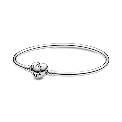Pandora Jewelry Armreif mit Herzverschluss – kompatibel mit Moments Charms – Sterlingsilber-Armband – wird mit Geschenkbox geliefert, 8.3 Inch, Metall, Kein Edelstein