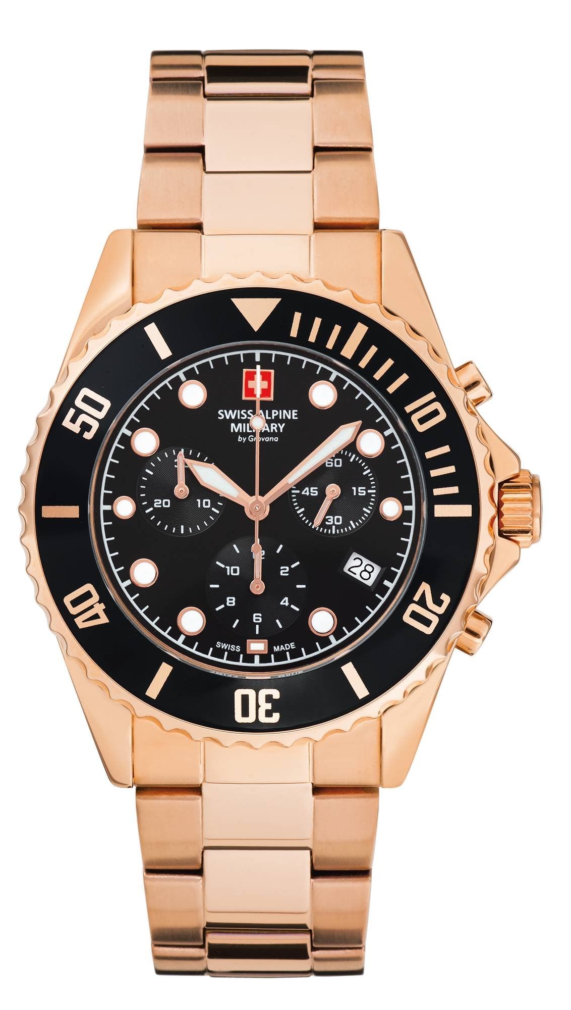 Swiss Alpine Military Herren Armbanduhr 7053.9167 Chronograph & Datumsfenster Armband Stainless Steel