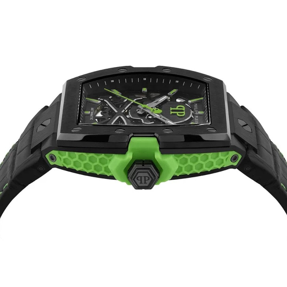 Philipp Plein Herrenuhr Automatik The Skeleton 2.0 Schwarz, Grün PWJFA1426