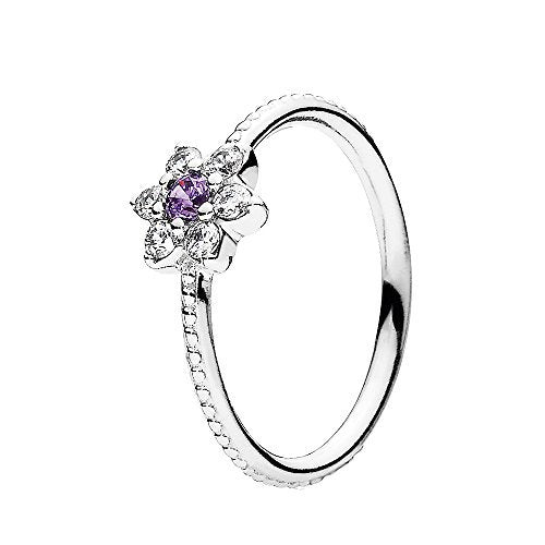 PANDORA Damen-Vergissmeinicht 925 Silber lila Zirkonia Gr. 54 (17.2)-190990ACZ-54
