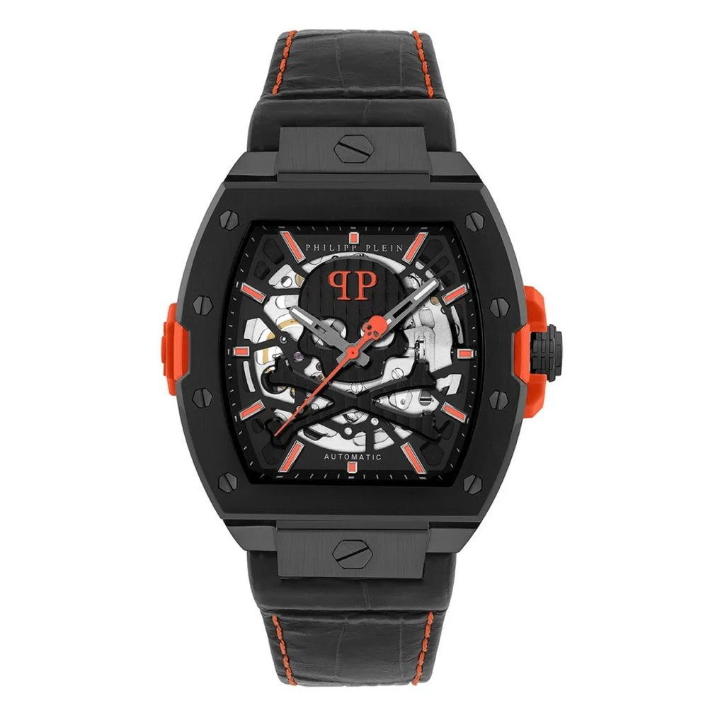 Philipp Plein Herrenuhr Automatik The Skeleton 2.0 Schwarz, Orange PWJFA1326