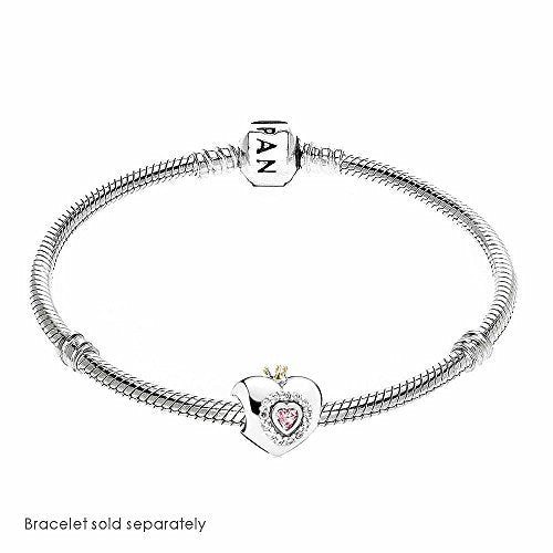 Pandora Damen-Charm Prinzessin Heart 925 Silber Zirkonia pink Kissenschliff - 791375PCZ