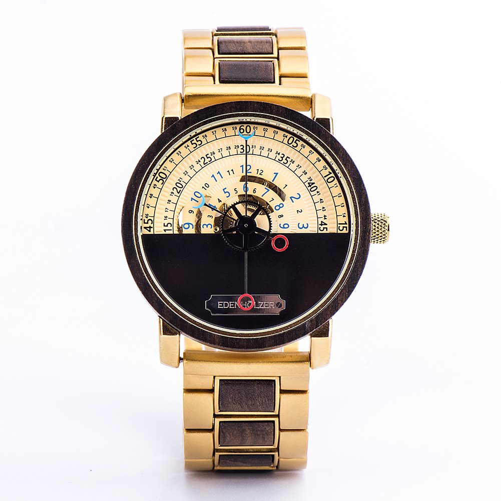 Edenhölzer Automatik Armbanduhr open life Holzuhr Nevis ED097-001