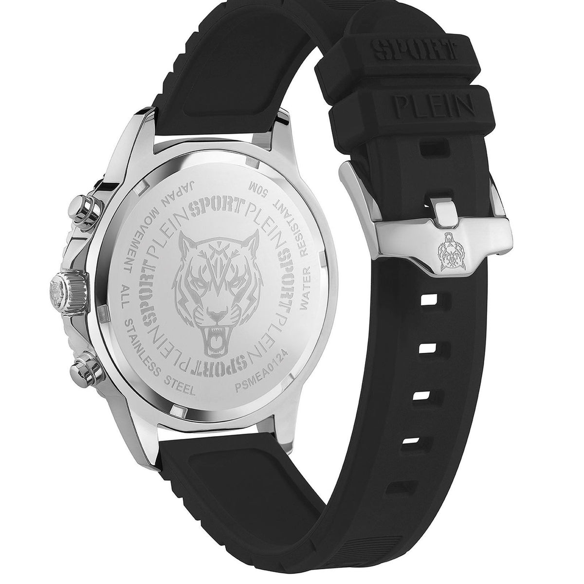 Plein Sport Herren Chronograph GLAM CHRONO PSMEA0124 Edelstahl / Silikon 44 mm
