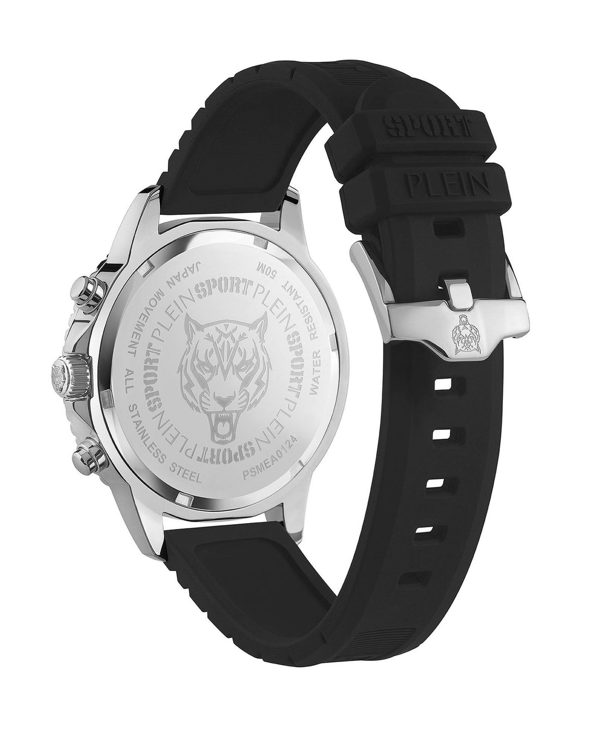 Plein Sport Herren Chronograph GLAM CHRONO PSMEA0124 Edelstahl / Silikon 44 mm