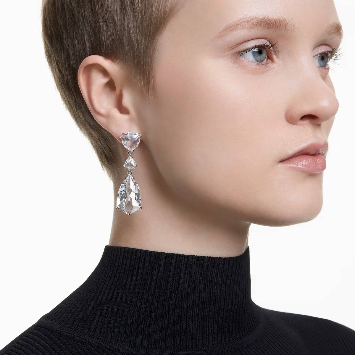 Swarovski Mesmera Drop-Ohrhänger für Damen, Weiß, Rhodiniert, Artikelnummer 5652038