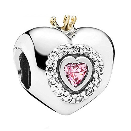 Pandora Damen-Charm Prinzessin Heart 925 Silber Zirkonia pink Kissenschliff - 791375PCZ