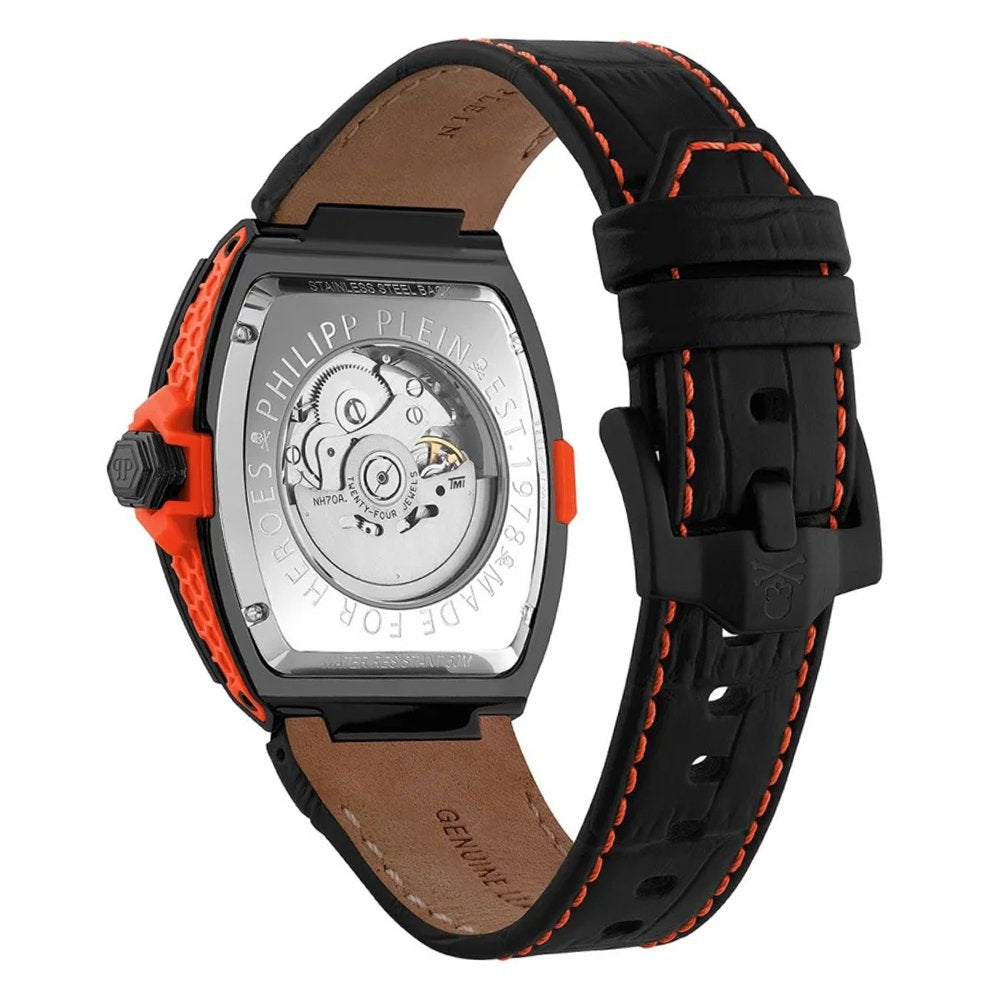 Philipp Plein Herrenuhr Automatik The Skeleton 2.0 Schwarz, Orange PWJFA1326