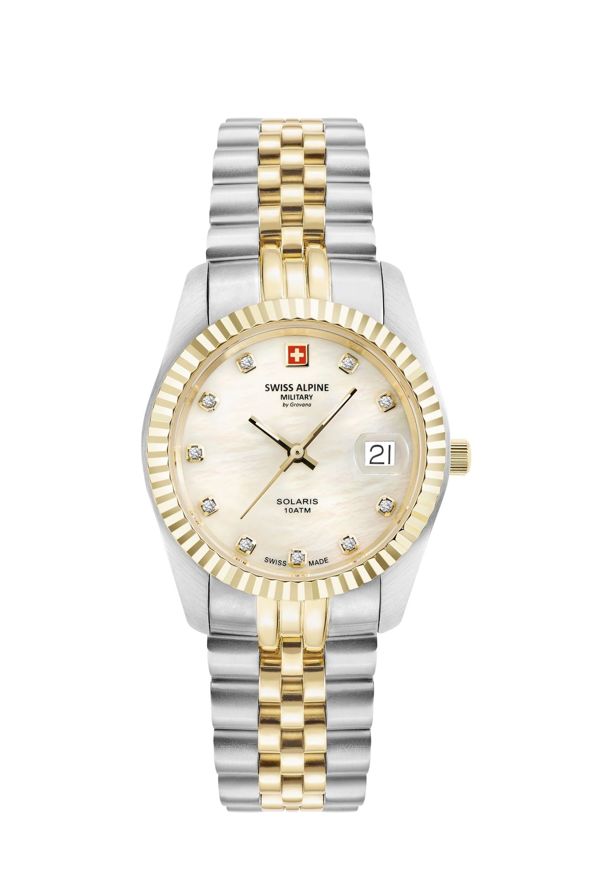 Swiss Alpine Military by Grovana Armbanduhr Damen Solaris Bicolor Perlmutt 7716.1243