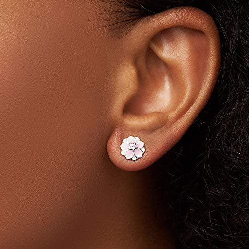 Pandora Ohrstecker Radiant Bloom Magnolie Sterling Silber, Cubic Zirkonia, Emaille 290739PCZ