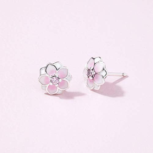 Pandora Ohrstecker Radiant Bloom Magnolie Sterling Silber, Cubic Zirkonia, Emaille 290739PCZ