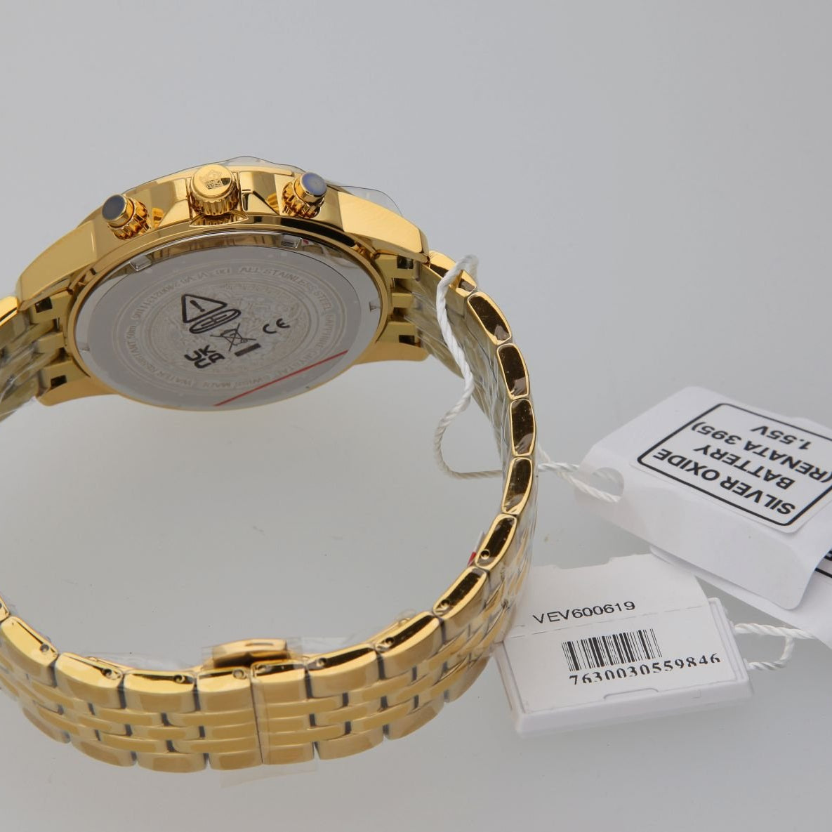 Versace Herren Chronograph Signature Gold Stahl Grün Zifferblatt 44mm VEV600619