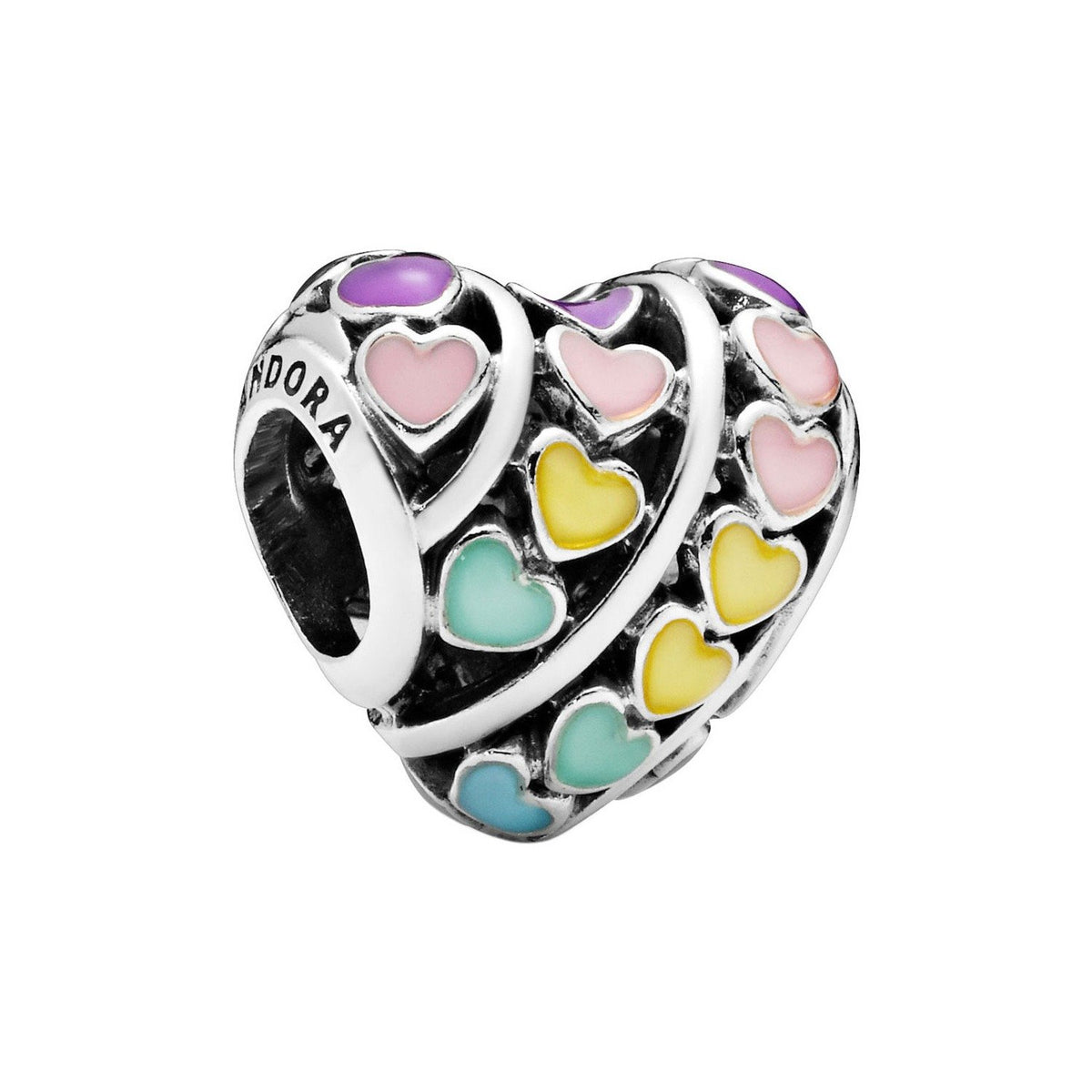 Pandora Charm Damen Moments Multi Colour Hearts Silber Mehrfarbig 797019ENMX