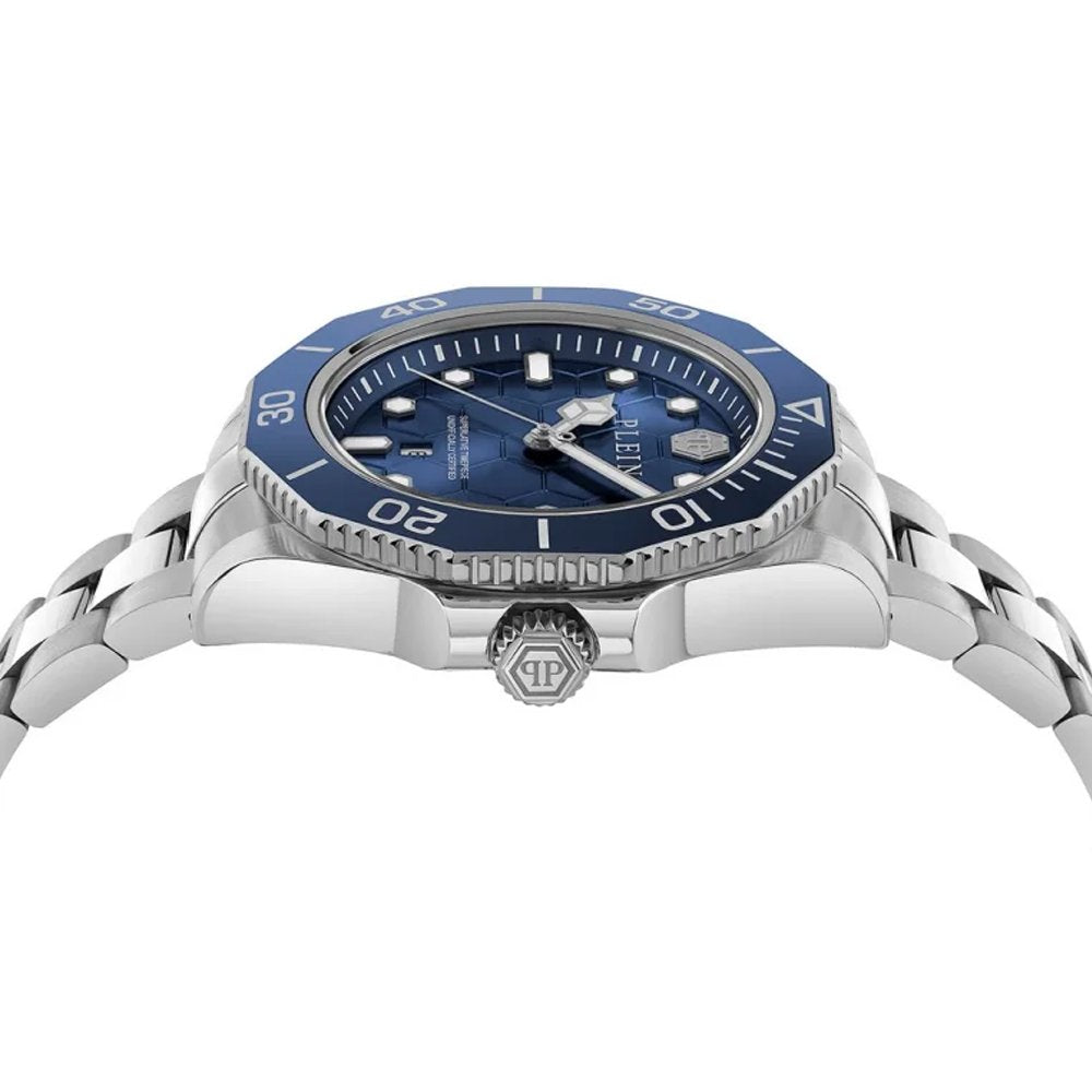 Philipp Plein Herrenuhr Aquastorm Silberfarben, Blau PW2GA0426