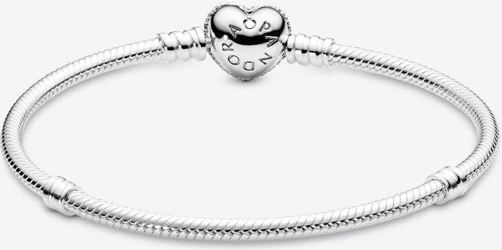 PANDORA Moments Schlangen-Gliederarmband mit Funklendem Herz-Verschluss 590727CZ Damenarmband