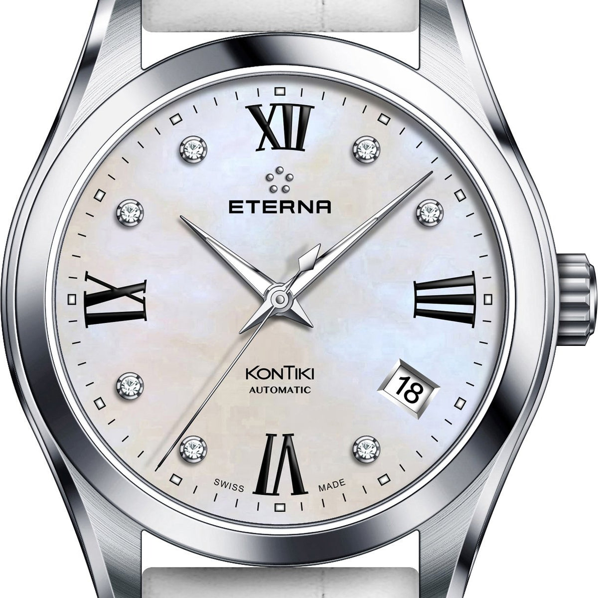 Eterna Damenuhr Kontiki Lady Automatic Weiß Silber 1260.41.66.1379