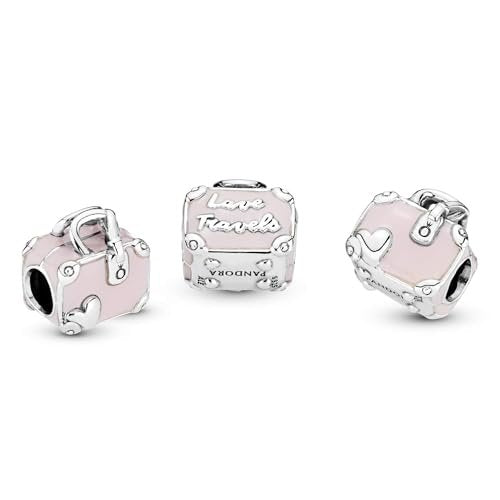 PANDORA Schmuck Rosa Reisetasche Sterling Silber Charm, Metall Metall Emaille