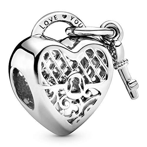 PANDORA Love You Herz-Schloss Charm Sterling-Silber 7,3 x 13,5 x 11 mm (T/H/B)