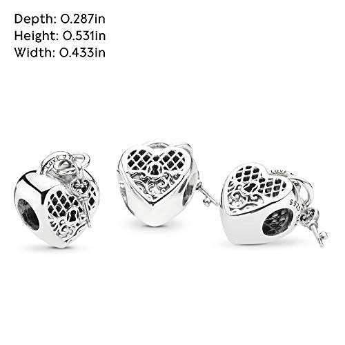 PANDORA Love You Herz-Schloss Charm Sterling-Silber 7,3 x 13,5 x 11 mm (T/H/B)