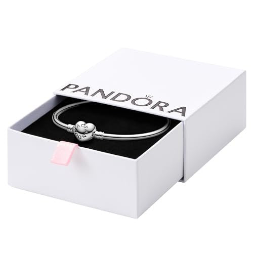 Pandora Jewelry Armreif mit Herzverschluss – kompatibel mit Moments Charms – Sterlingsilber-Armband – wird mit Geschenkbox geliefert, 8.3 Inch, Metall, Kein Edelstein