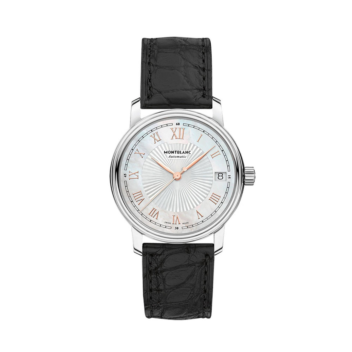 Montblanc Uhr Damen Tradition Automatic Date Silber Schwarz MB114366
