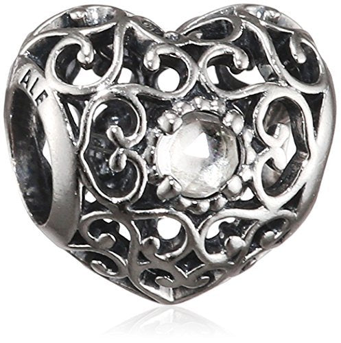 PANDORA Charm - April-Herz Bergkristall, 791784RC