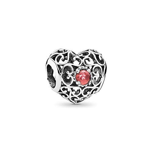 PANDORA Damen-Charm Januar Herz 925 Silber Granat rot - 791784GR